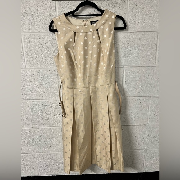 TAHARI Pastel Yellow Polka Dot Dress - Picture 3 of 4